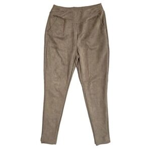A New Day Brown faux Sueded skinny Pants elastic waist pockets Size Large